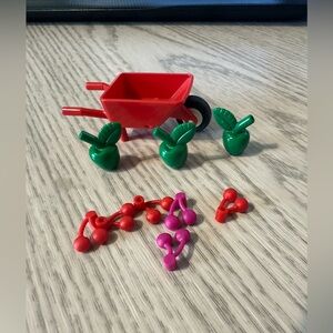 LEGO Wheelbarrow Barrel Apples And Cherry Pieces Red Wheel Barrow